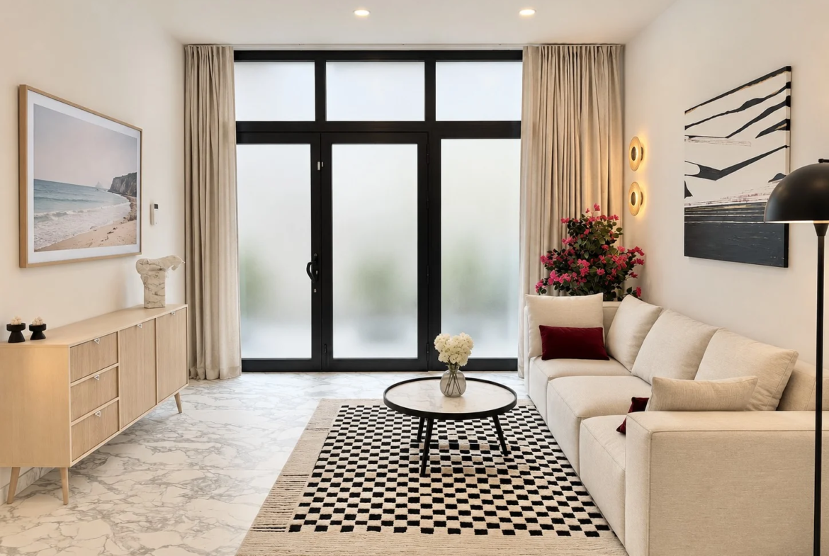 Przestronny apartament z dwiema sypialniami i tarasem w Vista Mar 9, Los Abrigos, Teneryfa