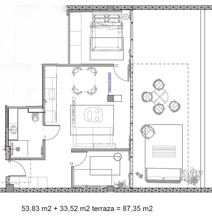 Apartament z dwiema sypialniami i dużym tarasem w Vista Mar 9